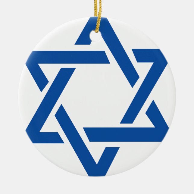 Jewish Star of David Blue Ceramic Ornament (Front)