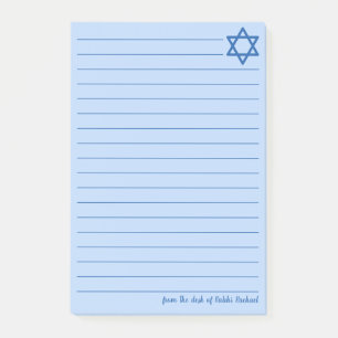 Jewish Star of David Custom Blue Lined Post-it Notes