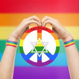 Jewish Star of David Gay Praid Rainbow Flag Peace  Classic Round Sticker