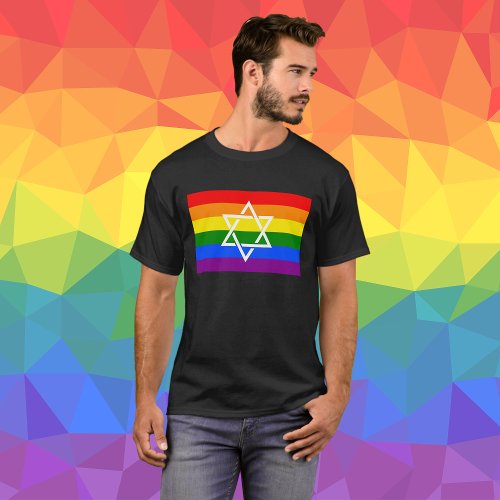 Jewish Star of David Gay Praid Rainbow Flag  T_Shirt