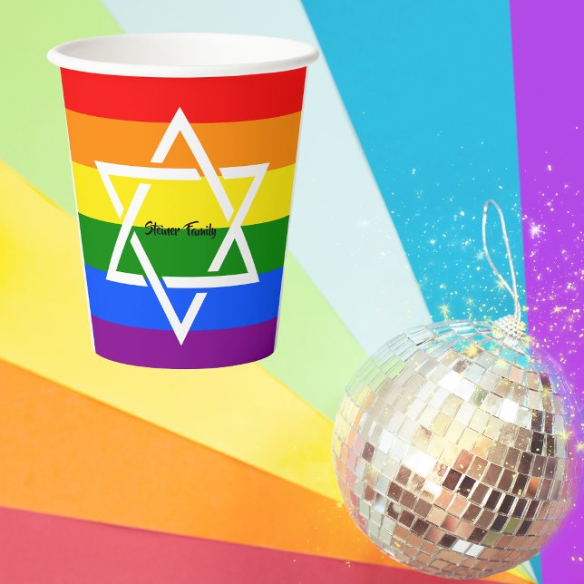 Jewish Star of David Gay Rainbow Flag  Paper Cups (Creator Uploaded)