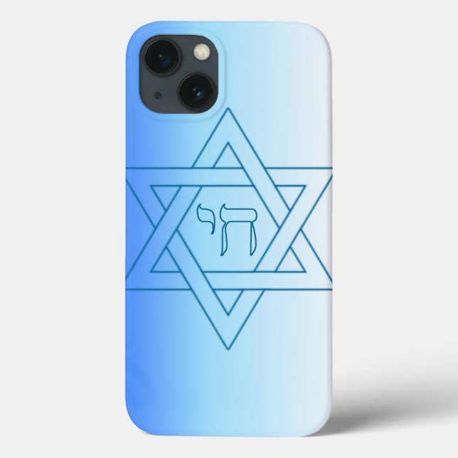 Jewish Star Of David Hebrew Chai Blue and White Case-Mate iPhone Case (Back)