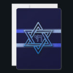 Jewish Star Of David Hebrew Chai customize text<br><div class="desc">Jewish Star Of David Hebrew Chai Blue and White.Make you own with customize text in the back.</div>