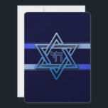 Jewish Star Of David Hebrew Chai customize text<br><div class="desc">Jewish Star Of David Hebrew Chai Blue and White.Make you own with customize text in the back.</div>