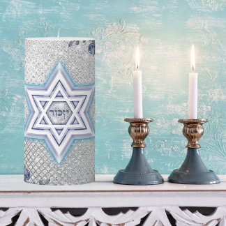 Jewish Star of David Hebrew Yizkor Memorial Candle