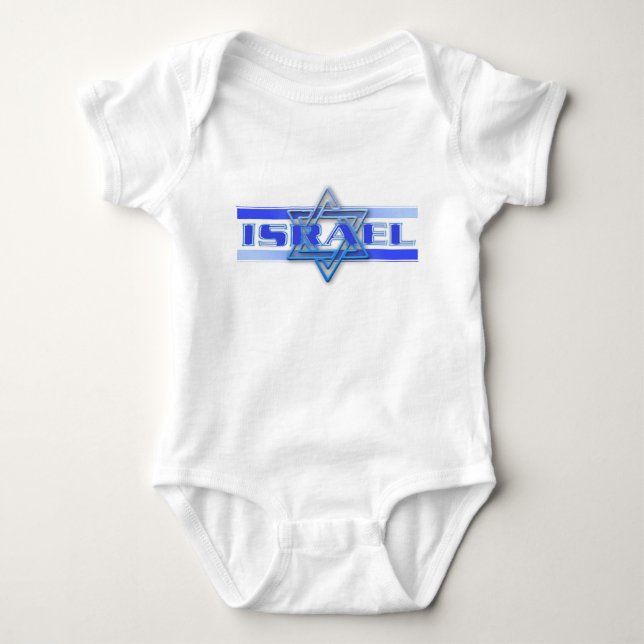 Jewish Star Of David Israel Blue and White Baby Bodysuit (Front)