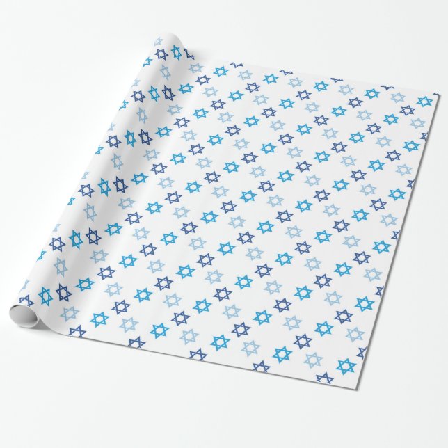 Jewish Star of David Pattern Wrapping Paper (Unrolled)