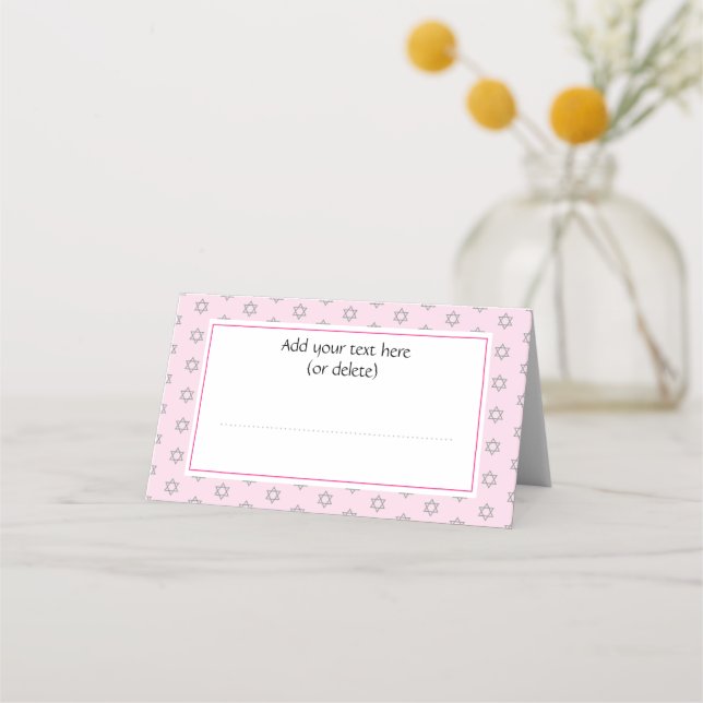 Jewish Star of David Pink Place Card (Front)