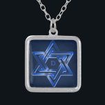 Jewish Star of David Shines Silver Plated Necklace<br><div class="desc">Personalize it with recipient's initial/name or delete if you'd rather have it without text. Original design by riverme* ©2012.</div>