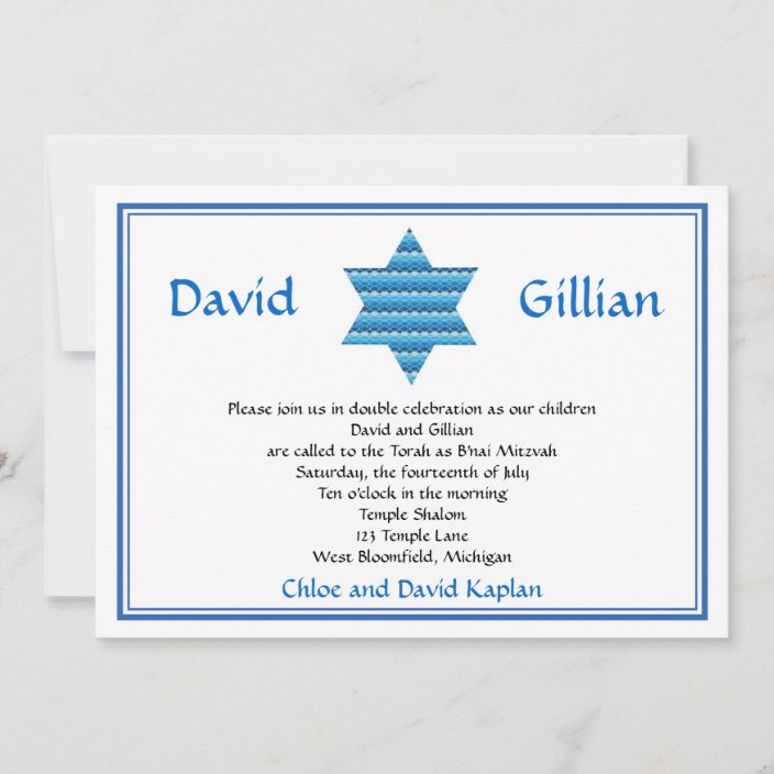 Jewish Star of David Twins Bar Mitzvah Invitation | Zazzle.com