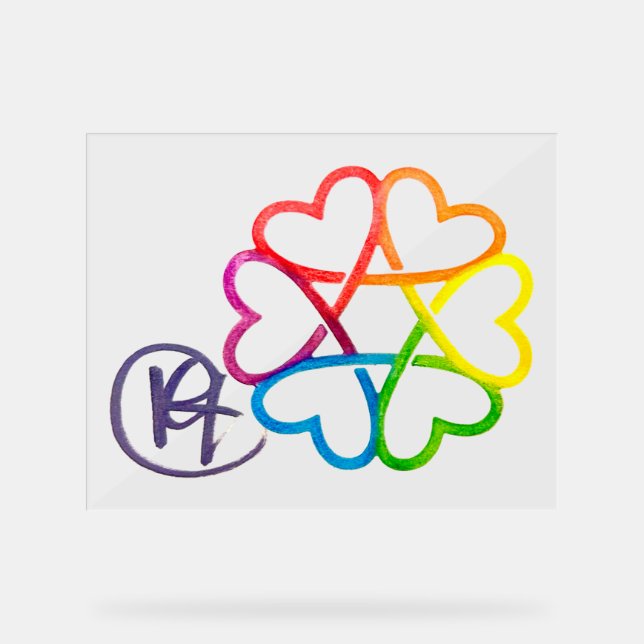 Jewish Star of Hearts Art Acrylic Sign (Front)
