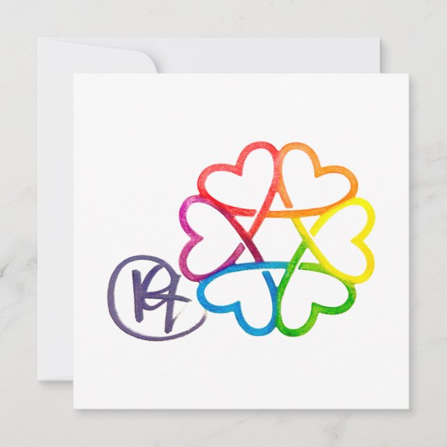 Jewish Star of Hearts Art Invitation (Front)