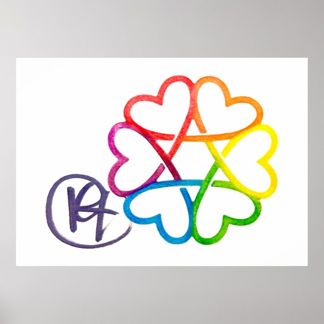 Jewish Star of Hearts Art Poster (Front)