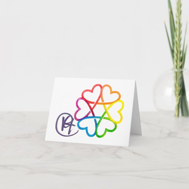 Jewish Star of Hearts Art Thank You Card (Front)