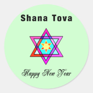 Jewish Star Shana Tova Classic Round Sticker