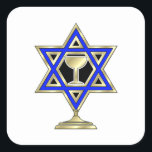 Jewish Star  Square Sticker<br><div class="desc">Jewish gifts and gift ideas featuring beautiful Jewish Star of David with a wine glass in the center.</div>