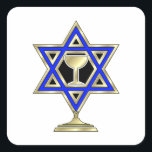 Jewish Star  Square Sticker<br><div class="desc">Jewish gifts and gift ideas featuring beautiful Jewish Star of David with a wine glass in the center.</div>
