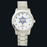 Jewish Star Watch<br><div class="desc">Jewish gifts and gift ideas featuring beautiful Jewish Star of David with a wine glass in the center.</div>