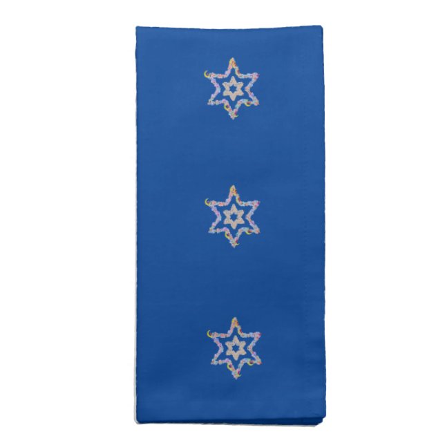 Jewish Stars on Blue Background Cloth Napkins (Folded)