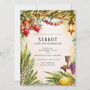 Jewish Sukkot Celebration Sukkah Lulav Invitation