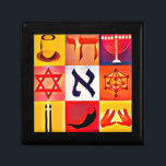 Jewish Symbols Jewelry Box<br><div class="desc">Small Tile Gift Box</div>