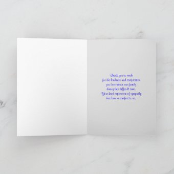 Jewish Sympathy Thank You Card - Blue | Zazzle