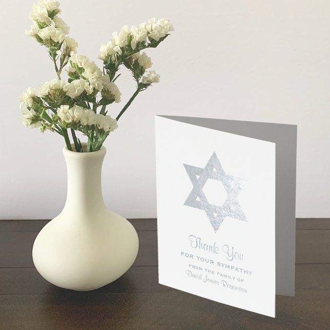 Jewish Sympathy Thank You Silver Foil Star David Card (Creator Uploaded)