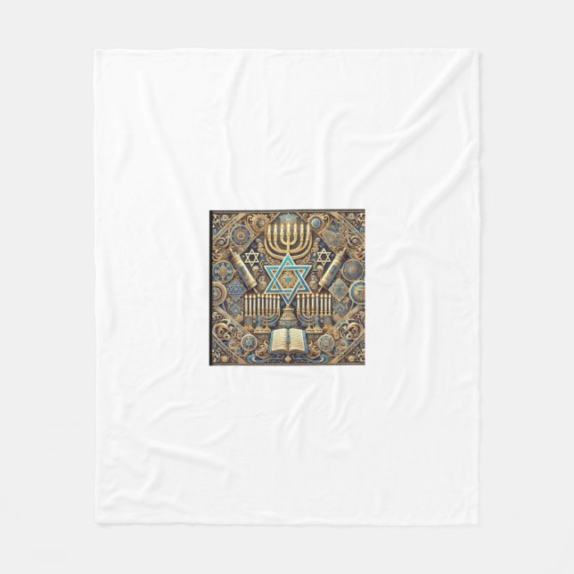 Jewish throw, fleece and sherpa blanket (Front)
