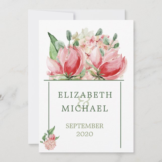Jewish Wedding Chuppah  Elegant Modern Floral Invitation (Back)
