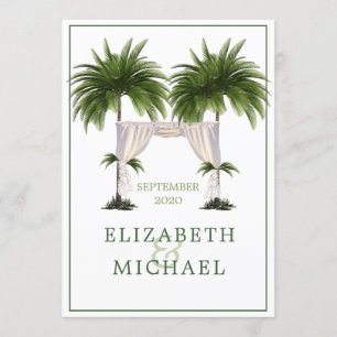 Jewish Wedding Chuppah Elegant Modern Palm Invitation