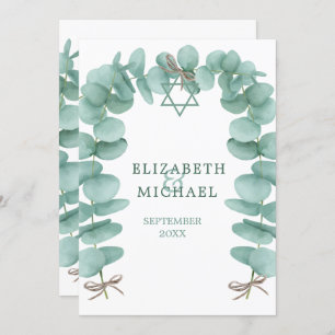 Jewish Wedding Chuppah Eucalyptus Foliage Green Invitation