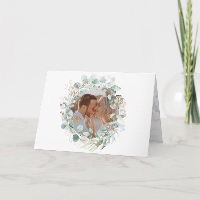 Jewish Wedding Custom Chuppah Photo Thank You Card (Front)