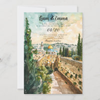 Jewish Wedding Invitation with Israel Landscape