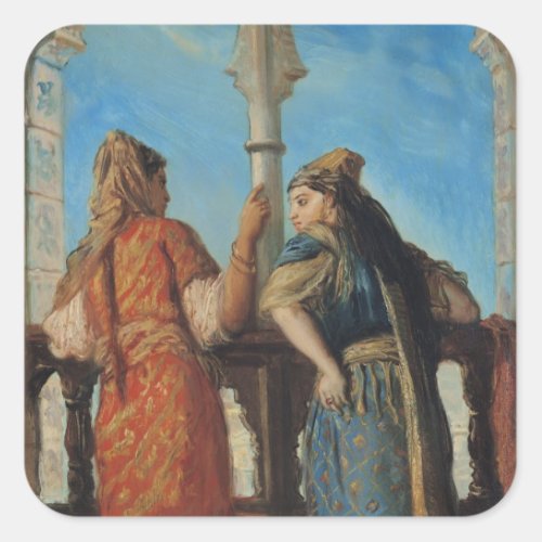 Jewish Women at the Balcony Algiers 1849 Square Sticker