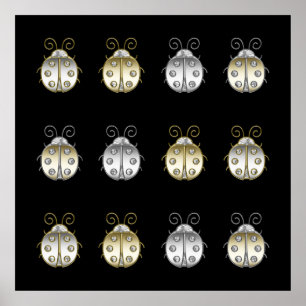 JewLadybugs Gold Silver Diamond Poster