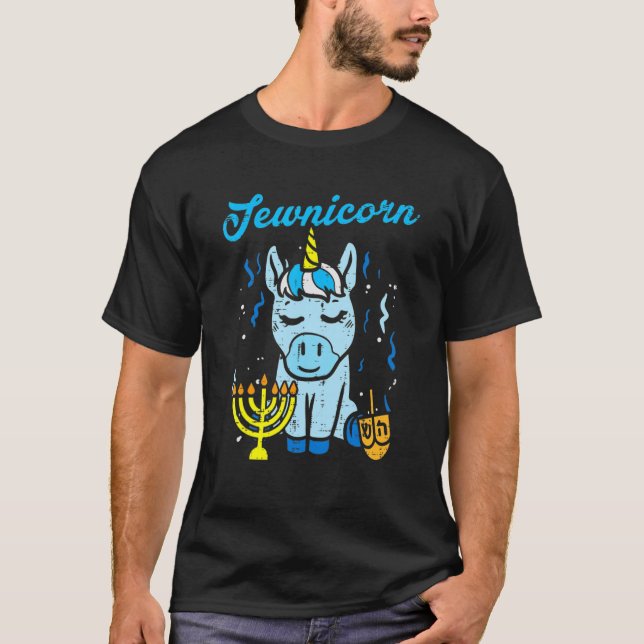 Jewnicorn Cute Unicorn Hanukkah Chanukah Pajamas G T-Shirt (Front)