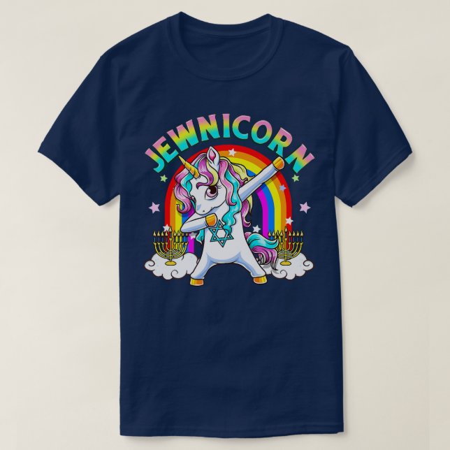 Jewnicorn Funny Cute Hanukkah 2021 Rainbow Unicorn T-Shirt (Design Front)