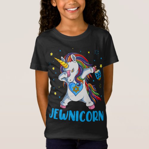 Jewnicorn Funny Hanukkah Unicorn Dreidel Girl Wome T_Shirt