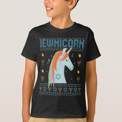 Jewnicorn Funny Hanukkah Unicorn Ugly Sweater