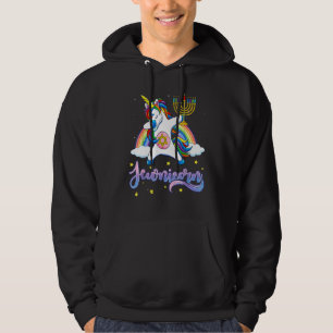 Jewnicorn Hanukkah Unicorn Girl Women Pajamas Hoodie