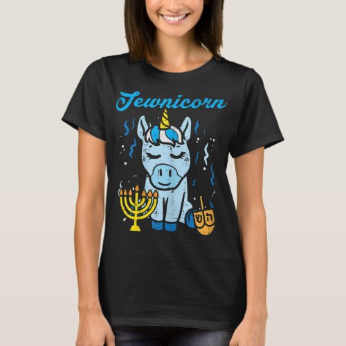 Jewnicorn Jew Unicorn Cute Hanukkah Pajamas Chanuk T_Shirt