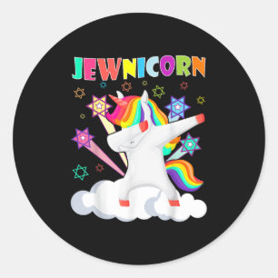 Jewnicorn Jewish Dabbing Unicorn Jew Rosh Hashanah Classic Round Sticker