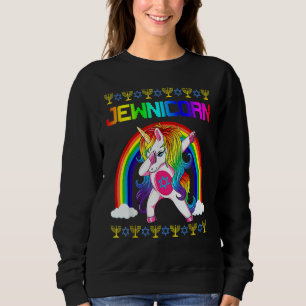 Jewnicorn Ugly Hanukkah Sweater Dabbing Unicorn Ch