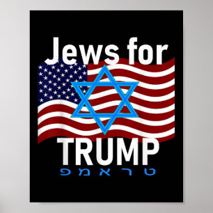 Jews For Trump American Flag Star Of David Hebrew Poster
