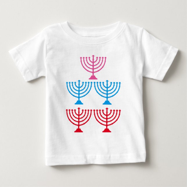 Jews Jewish Menorah sparkle candelabrum Baby T-Shirt (Front)
