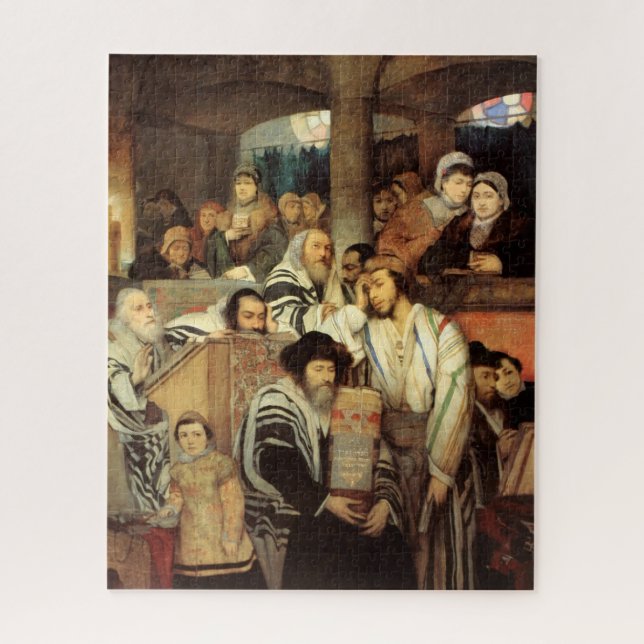 Jews Praying in the Synagogue on Yom Kippur Jigsaw Puzzle (Vertical)