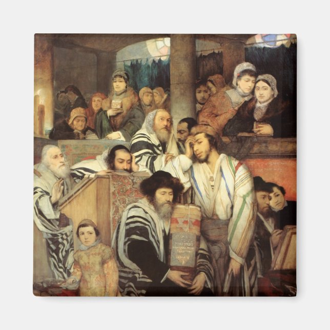 Jews Praying in the Synagogue on Yom Kippur Magnet (Front)