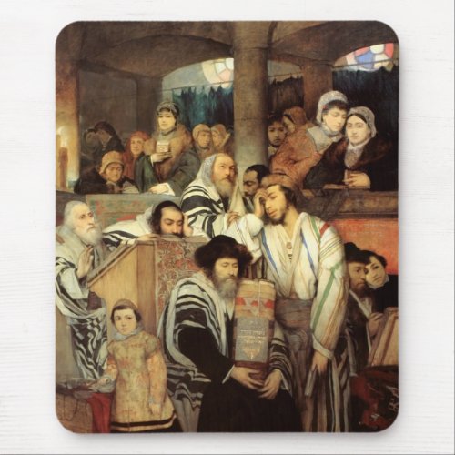 Jews Praying in the Synagogue on Yom Kippur Mouse Pad