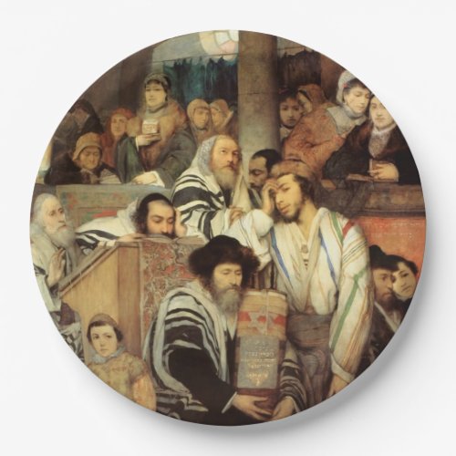 Jews Praying in the Synagogue on Yom Kippur Paper Plates