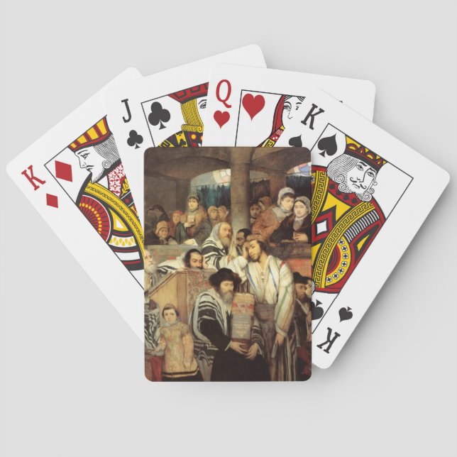 Jews Praying in the Synagogue on Yom Kippur Poker Cards (Back)